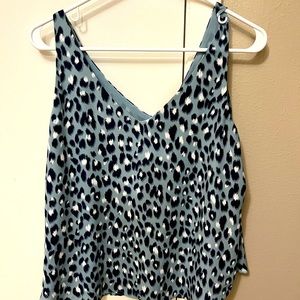 Ann Taylor LOFT dressy blue leopard tank top